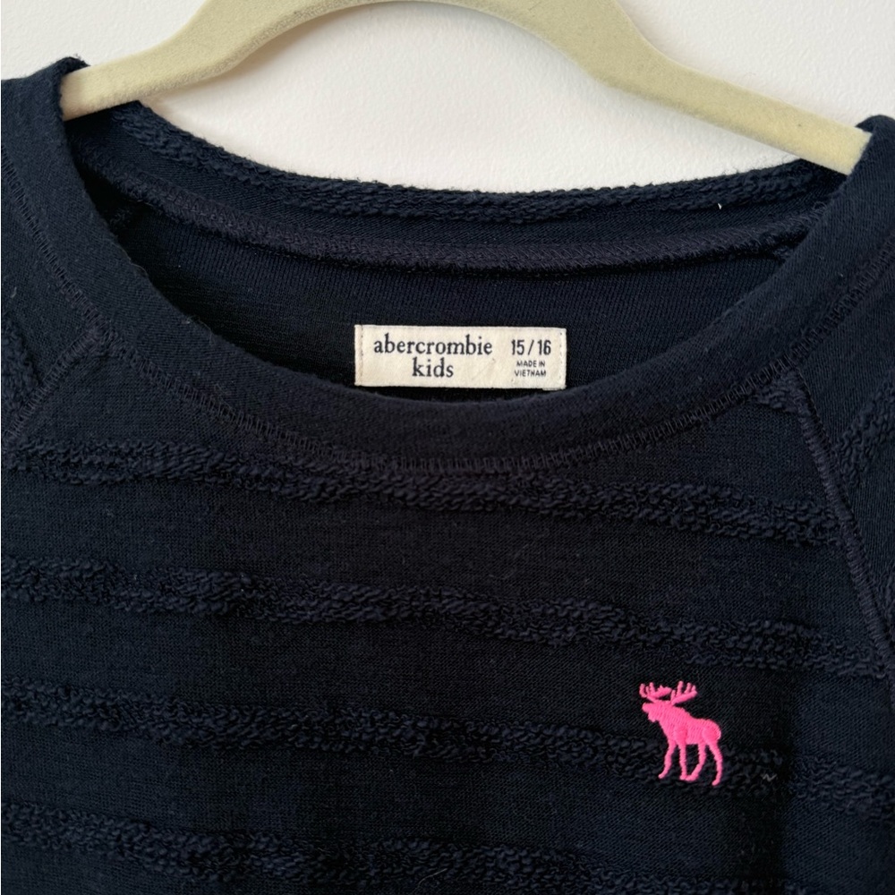 Abercrombie Kids Girls Navy Textured Dress size 15/16 | Stretch Waist Casual - Picture 2 of 7